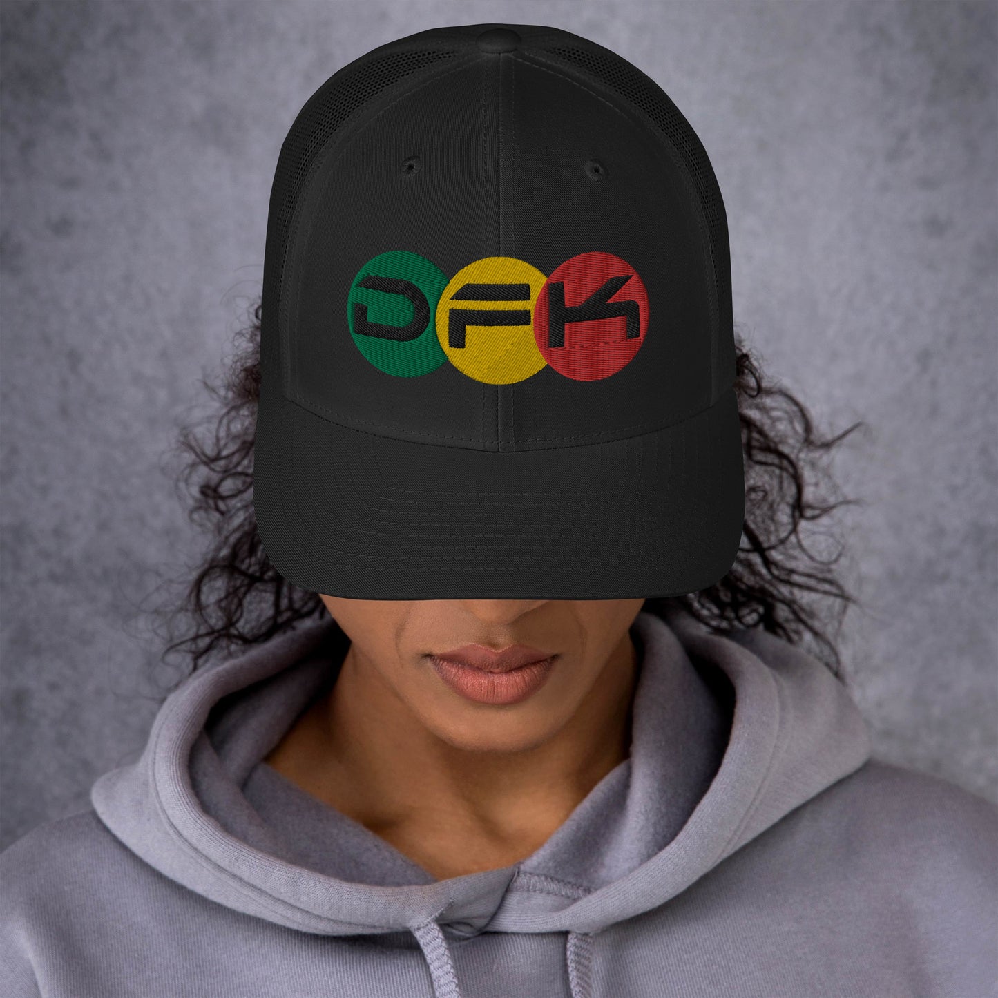 DFK (Rasta-Circles) Black Trucker Cap