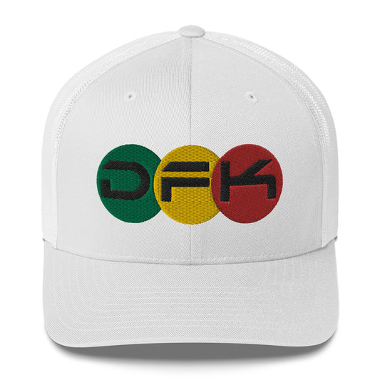 DFK (Rasta-Circles) White Trucker Cap