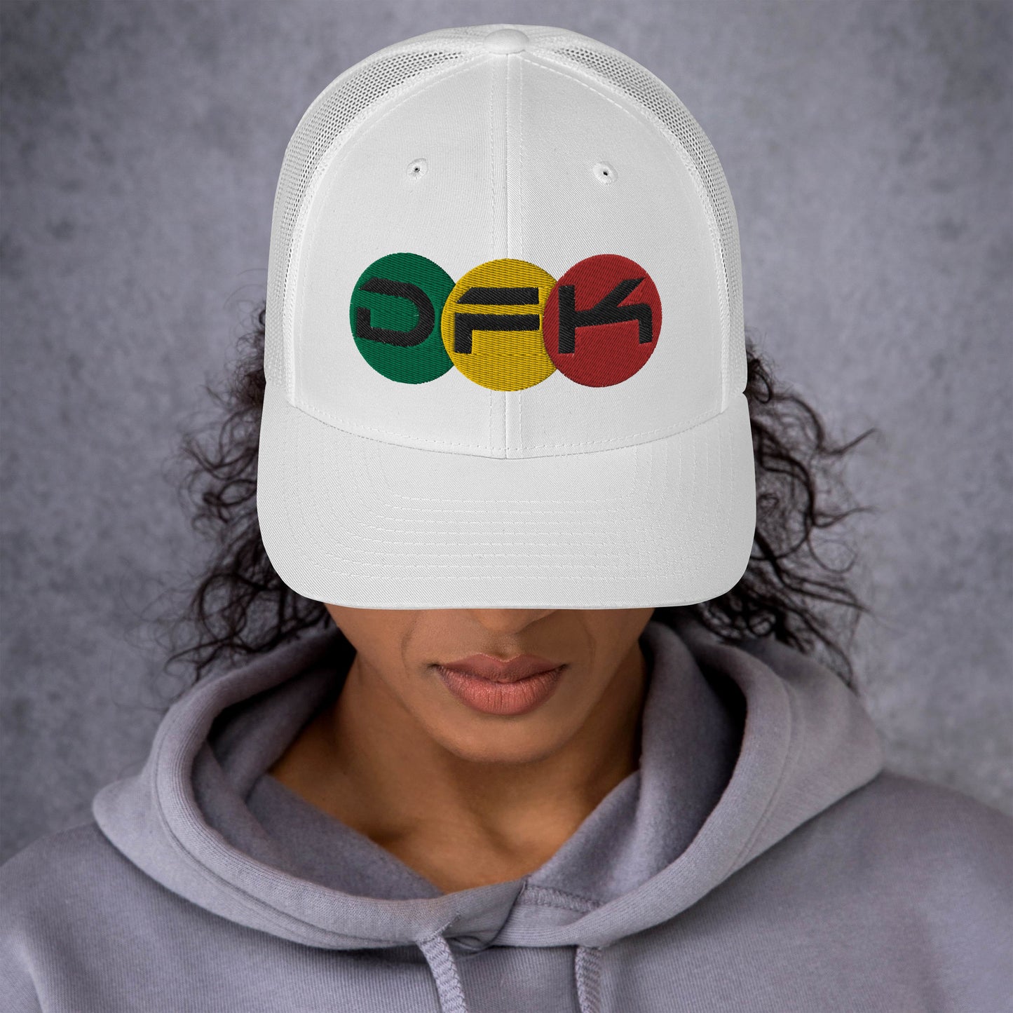 DFK (Rasta-Circles) White Trucker Cap