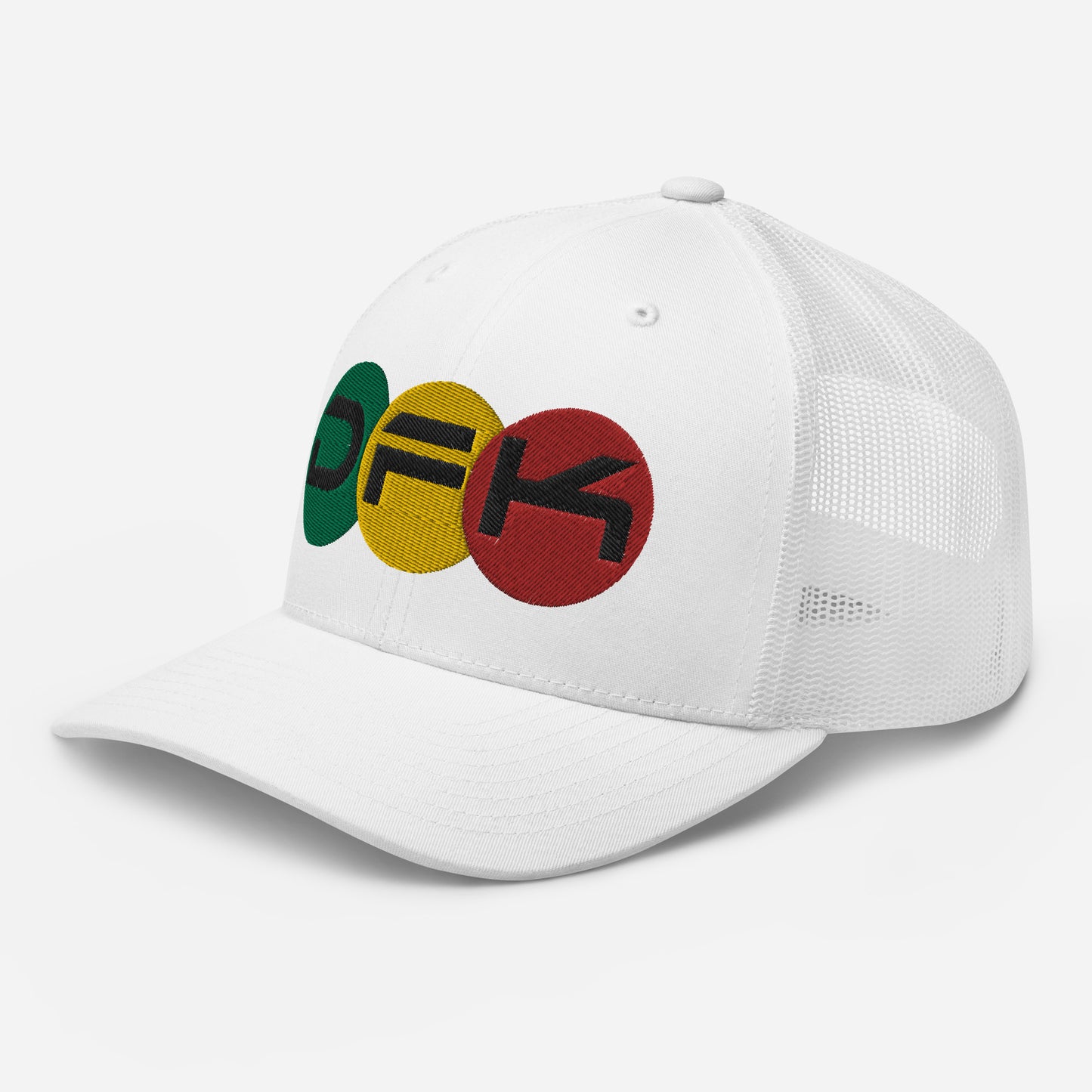 DFK (Rasta-Circles) White Trucker Cap